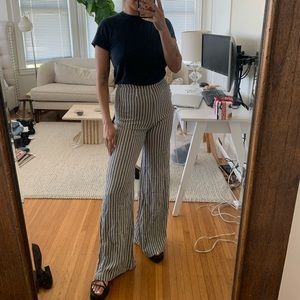 Reformation Striped Linen Flare Pants size Small